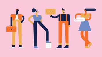 Work team in a modern flat style vector