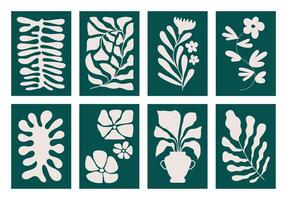 Floral illustrations of vertical artworks with naive elements vector