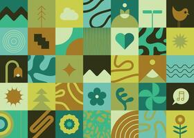 Seamless green and blue geometric pattern vector