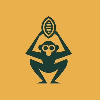 Retro geometric monkey with bean vector