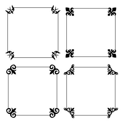 Decorative vintage frame and retro badge set Square label frames borders