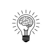 Brain Inside Light Bulb Icon Symbol of Creative Idea vector