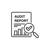 Audit Report Document Icon with Chart and Check Mark Magnifying Glass vector