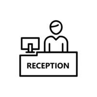 Minimalist Reception Desk Icon with Person and Computer vector