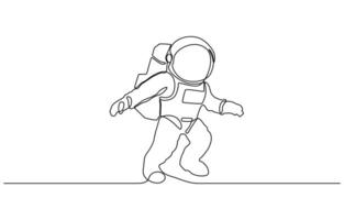 Astronaut in continuous one line drawing. Single line art illustration of astronaut. Editable outline, Astronaut in continuous one line drawing art. vector