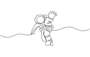 Astronaut in continuous one line drawing. Single line art illustration of astronaut. Editable outline, Astronaut in continuous one line drawing art vector