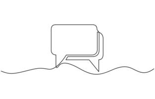 One line drawing Speech bubble . Communication chat messenger single line. Continuous one line border text box, message element vector