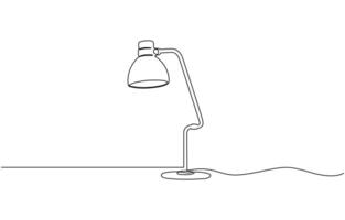 Continuous one line drawing of table lamp, minimalist and modern home decor concept. Editable stroke, Table stylish retro style. vector
