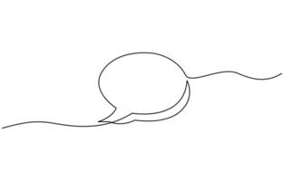 One line drawing Speech bubble . Communication chat messenger single line. Continuous one line border text box, message element illustration. vector