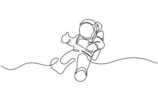 Astronaut in continuous one line drawing. Single line art illustration of astronaut. Editable outline, Astronaut in continuous one line art vector