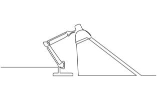 Continuous one line drawing of table lamp, minimalist and modern home decor concept. Editable stroke, Table stylish retro style outline. vector
