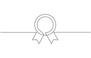 Award winning ribbon - first place concept. Continuous one line drawing, Pro , Continuous one line shape award isolated illustration vector