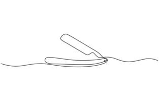 Straight razor continuous single one line art drawing, Vintage barber razor isolated on a white background. Barbershop concept. vector