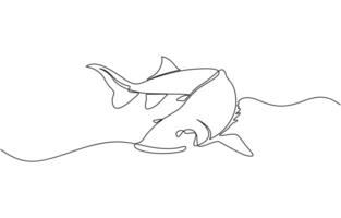 Sturgeon fish in continuous line art drawing style. Minimalist black linear sketch, Sturgeon fish in continuous line art drawing style. Minimalist black linear sketch on white background vector