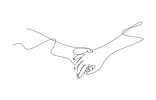 Two hands reaching out one line illustration, One line drawing of two hands. One Line Drawing of Two Hands Intertwined, Minimalist Representation of Togetherness and Support vector