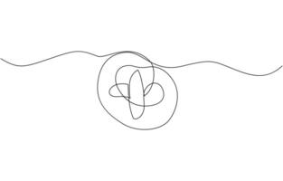 One line continuous pretzel bakery symbol concept. Silhouette bread salty German snack icon. Digital white single line sketch drawing illustration. vector