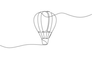 Hot air ballons in continuous one line drawing. Single line draw illustration of hot air, Outline hot air balloon. For interior design and presentations pro design art. vector