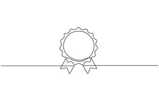 Award winning ribbon - first place concept. Continuous one line drawing, Pro , Continuous one line shape award isolated illustration. vector