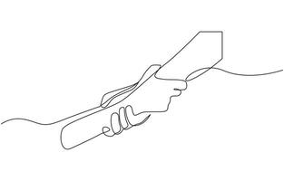 Single line drawing of romantic or helping concept, Two hands reaching out towards each other drawn by continuous one line editable stroke vector