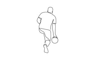 Person throwing a bowling ball to make a strike continuous one line drawing, Single continuous line drawing of young happy bowling player man throw bowling ball. vector