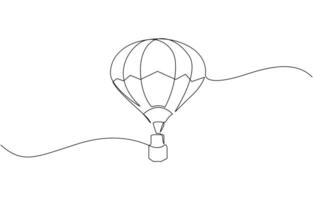 Hot air ballons in continuous one line drawing. Single line draw illustration of hot air, Outline hot air balloon. For interior design and presentations. vector