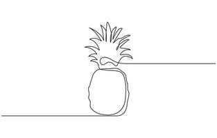 Pineapple continuous one line drawing and minimalist style, Continuous one line drawing of Pineapple. Fresh pineapple concept. vector