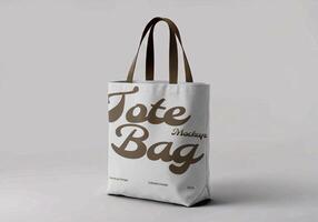 Minimalist tote bag mockup with background side view photo
