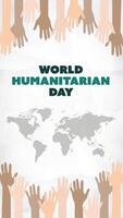 4K animation motion for World Humanitarian Day on August 19 featuring a world map and raised hands symbolizing global support, unity, and humanitarian awareness video