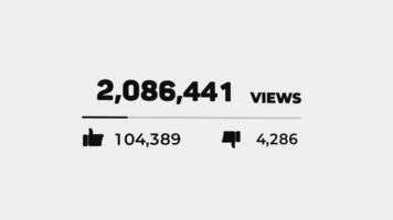 Animated Counter Number Views, Likes Statistics Social Media video