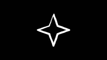 Hand drawn star shape animation with white sketch on black background video