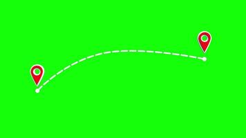 Animated Route Map with Location Pins on Green Screen video