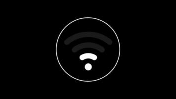 Animated White Wi-Fi Icon, Wireless Connection Signal on Black Background video
