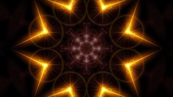 Psychedelic Kaleidoscope light loop motion. abstract shiny light flower background. video