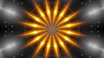 Psychedelic Kaleidoscope light loop motion. stars light in the darkness. video