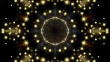 Psychedelic Kaleidoscope light loop motion. golden christmas background. video