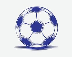 Hand-Drawn Sketch of a Soccer Ball with Detailed Lines and Shadows, Blue Sports Design vector
