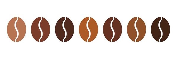 Coffee Beans in Various Shades of Brown Representing Different Roasts Isolated on White Background Minimalist and Modern Design vector