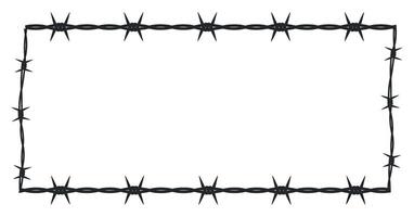 Simple black barbed wire frame on white background vector