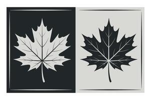 Monochrome Maple Leaf Design in Black and White vector
