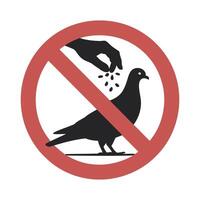 Prohibited Feeding of Birds Sign with Hand and Pigeon vector