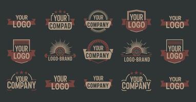 Set of Vintage Style Logos with Ribbons and Text vector