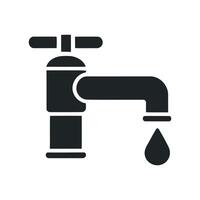 Simple black and white icon of a dripping faucet vector