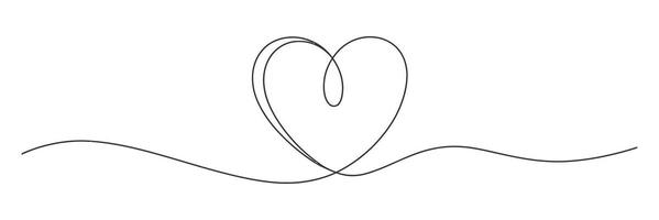 Single line drawing of a heart shape with flowing lines vector