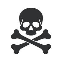 Simple black and white skull icon and crossbones graphic design vector