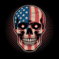 American Flag Skull Graphic Design with Grunge Texture vector
