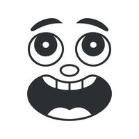 Cartoon style happy face with wide open mouth vector