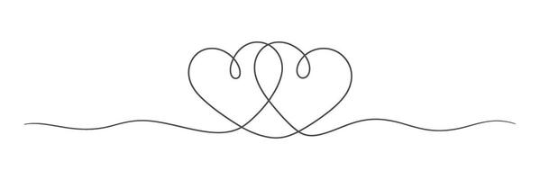 Elegant Intertwined Hearts Design in Single Line Art Style vector