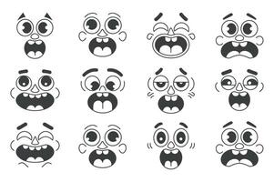 Set of cartoon faces with various expressions vector