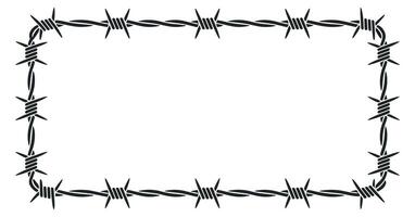 Simple Black and White Barbed Wire Frame Border vector