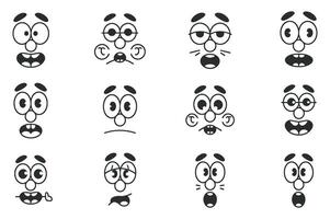 Collection of various cartoon faces with different expressions vector